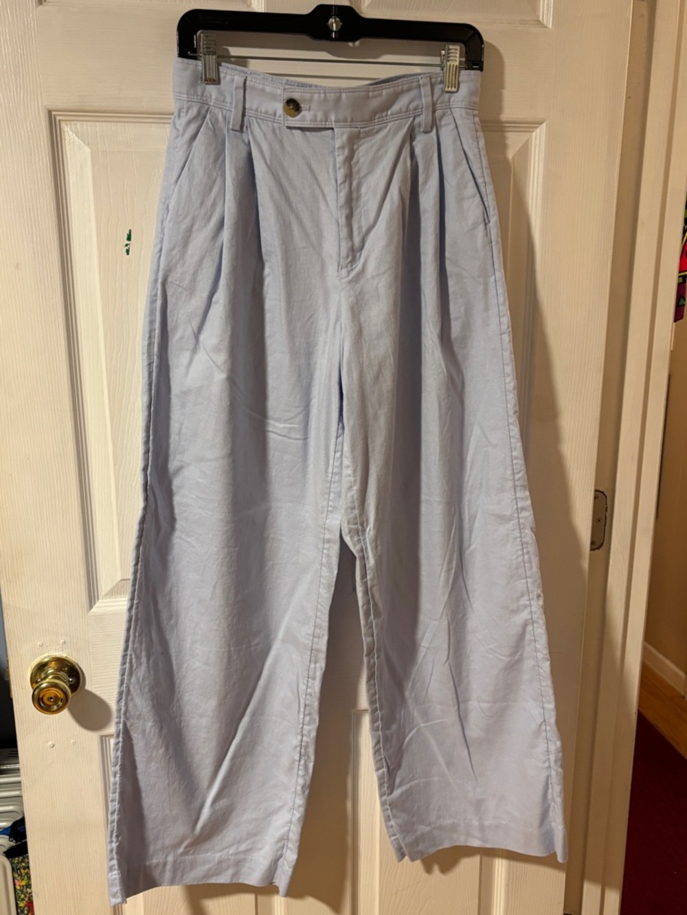 Banana Republic Light Blue Wide-Leg Women’s Linen Blend Dress Pants Trousers 4
